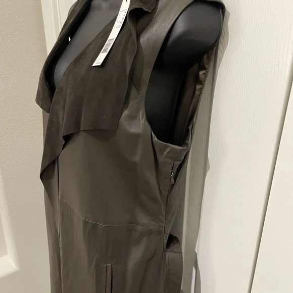 Genuine leather dress - Brown suede collar with belt NEW - Picture 6 of 8